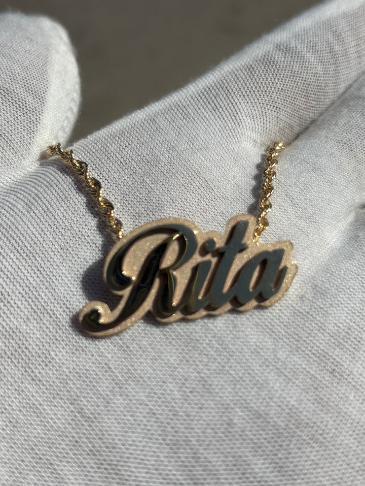 Custom Name Pendants w/ Diamond Emoji Bail - Choose Any Name