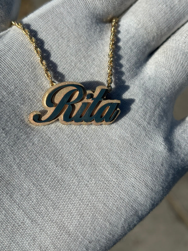 Custom Name Pendants w/ Diamond Emoji Bail - Choose Any Name