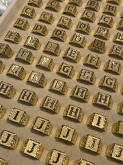 Diamond Cut 10k Yellow Gold Initial Rings - Diamond Cut Gold Rings - Diamond Cut Initial Ring - Square Initial Ring - Men’s Initial Ring