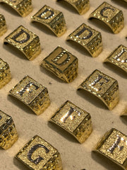 Diamond Cut 10k Yellow Gold Initial Rings - Diamond Cut Gold Rings - Diamond Cut Initial Ring - Square Initial Ring - Men’s Initial Ring