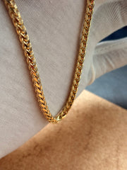 10k 14k Hollow Palm Chains - Yellow, Rose, White Gold Wheat Chain - Multiple Size Options - Gold Palm Wheat Chain