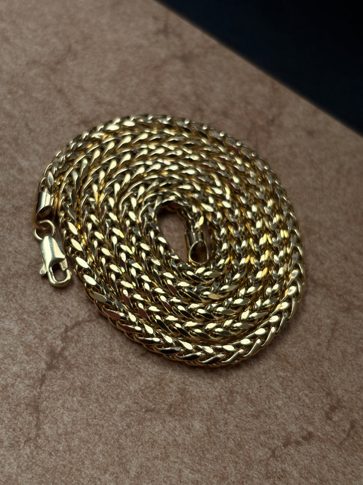 10k 14k Hollow Palm Chains - Yellow, Rose, White Gold Wheat Chain - Multiple Size Options - Gold Palm Wheat Chain