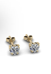 14k Heart shaped diamond solitaire stud earrings