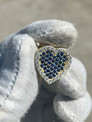 Solid Gold Sliding Heart Pendant w/ White Diamond & Pink Sapphire - Slide on Heart  w/ White Diamond Trimmed Edges and Colored Gemstone Center - Slide On Heart with Rolex Style Link Chain