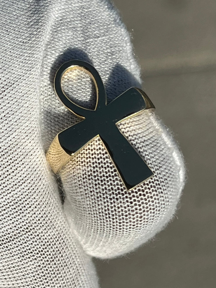 10k 14k 18k 22k Solid Gold Egyptian Ankh Ring