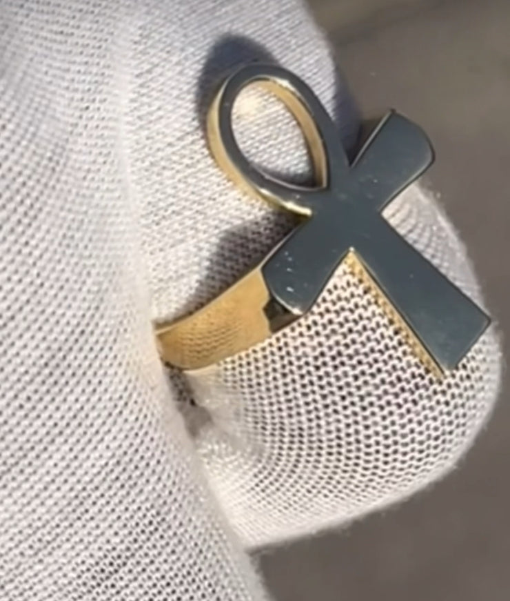 10k 14k 18k 22k Solid Gold Egyptian Ankh Ring