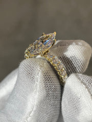 18k Yellow Gold 4ct. Maquis Cut Diamond Engagement Ring
