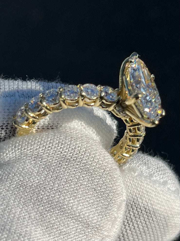 18k Yellow Gold 4ct. Maquis Cut Diamond Engagement Ring