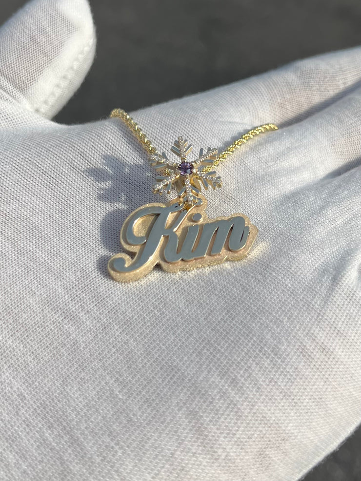 Custom Name Pendants w/ Diamond Emoji Bail - Choose Any Name