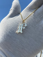 10k 14k Old English Initial Pendant w/ Diamond Bail • A-Z Available