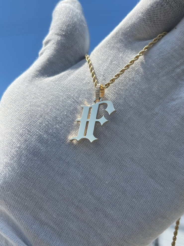 10k 14k Old English Initial Pendant w/ Diamond Bail • A-Z Available