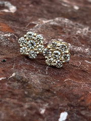 Yellow Gold Diamond Cluster Stud Earrings 10k & 14k Gold Options Available