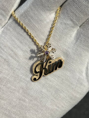 Custom Name Pendants w/ Diamond Emoji Bail - Choose Any Name