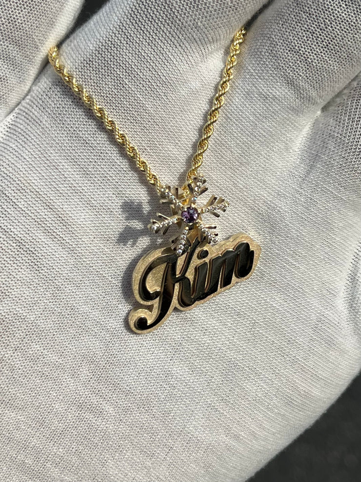 Custom Name Pendants w/ Diamond Emoji Bail - Choose Any Name