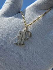 10k 14k Old English Initial Pendant w/ Diamond Bail • A-Z Available