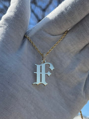 10k 14k Old English Initial Pendant w/ Diamond Bail • A-Z Available