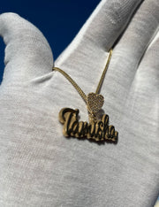 Custom Name Pendants w/ Diamond Emoji Bail - Choose Any Name