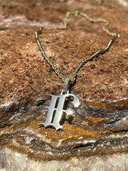 10k 14k Old English Initial Pendant w/ Diamond Bail • A-Z Available