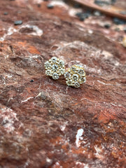 Yellow Gold Diamond Cluster Stud Earrings 10k & 14k Gold Options Available