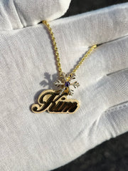 Custom Name Pendants w/ Diamond Emoji Bail - Choose Any Name