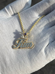 Custom Name Pendants w/ Diamond Emoji Bail - Choose Any Name