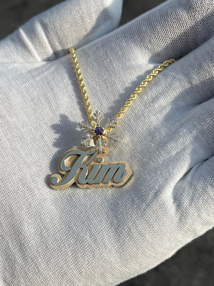 Custom Name Pendants w/ Diamond Emoji Bail - Choose Any Name