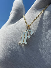 10k 14k Old English Initial Pendant w/ Diamond Bail • A-Z Available