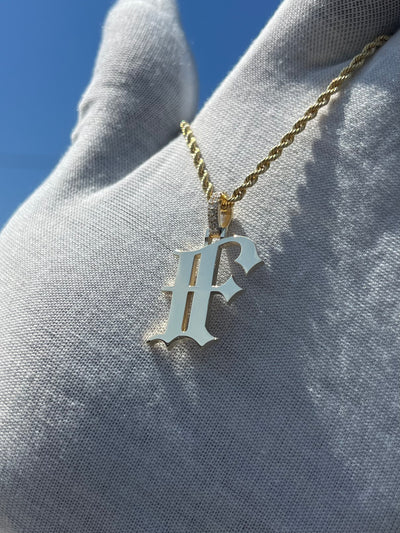 10k 14k Old English Initial Pendant w/ Diamond Bail • A-Z Available