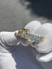 Diamond Trimmed Gold Name Two Finger Ring