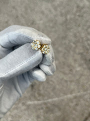 Yellow Gold Diamond Cluster Stud Earrings 10k & 14k Gold Options Available