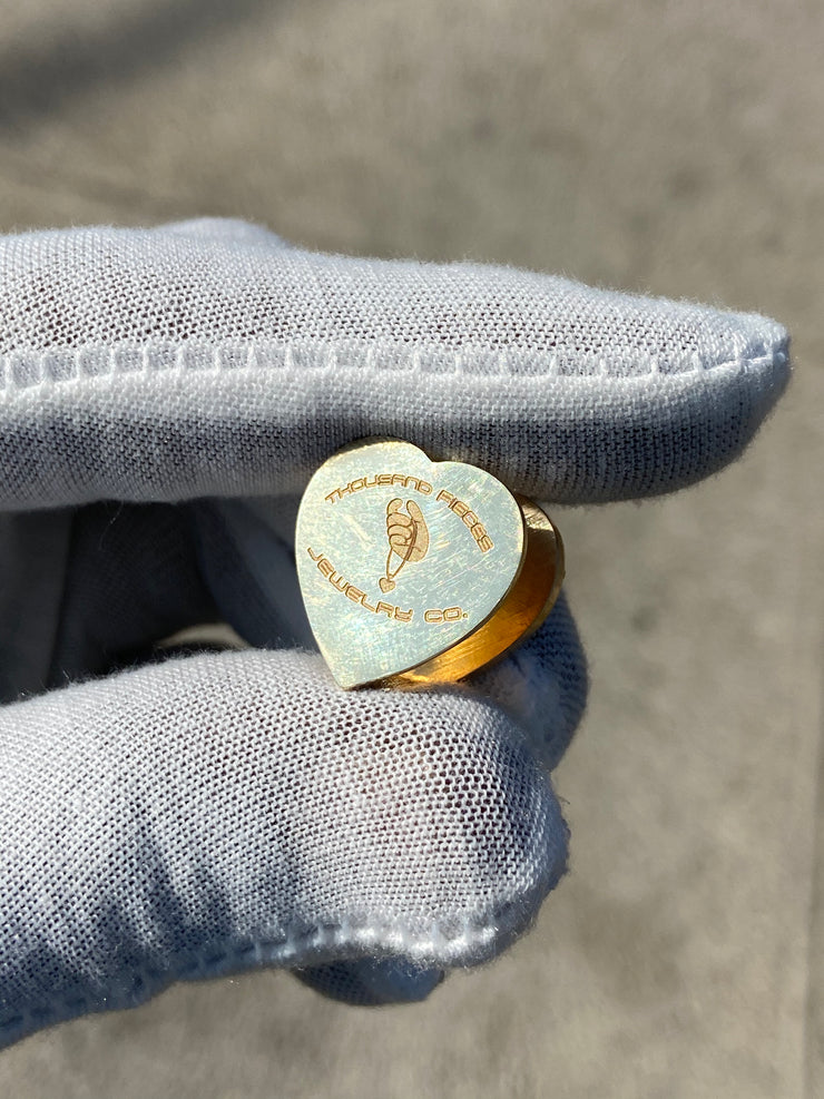 Solid Gold Sliding Heart Pendant w/ White Diamond & Pink Sapphire - Slide on Heart  w/ White Diamond Trimmed Edges and Colored Gemstone Center - Slide On Heart with Rolex Style Link Chain