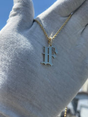 10k 14k Old English Initial Pendant w/ Diamond Bail • A-Z Available