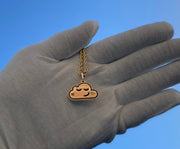 Solid Gold “Dream Cloud” Pendant w/ Black Enamel - Gold Cloud Pendant - Enamel Sleeping Cloud Charm