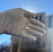 Solid Gold “Dream Cloud” Pendant w/ Black Enamel - Gold Cloud Pendant - Enamel Sleeping Cloud Charm