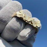 Solid Gold Two-Finger Butterfly Charm Ring, Personalized Double Finger Unisex Ring, Everyday Wear Animal Lover Jewelry, Chunky 3D Ring Gift