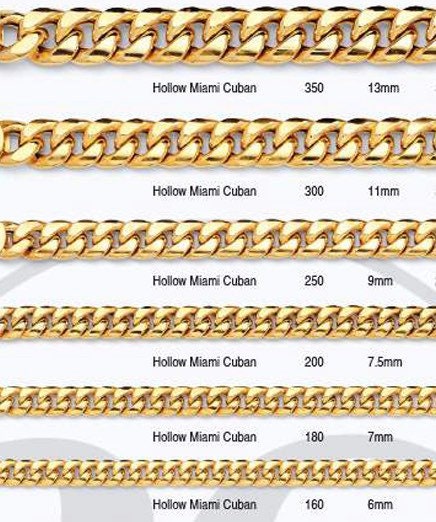 10k & 14k Yellow Gold Miami Cuban Link Chain