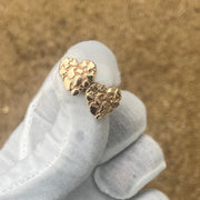 Heart Shaped Solid Gold Nugget Stud Earrings • 10k Yellow Gold Heart Nugget Earrings