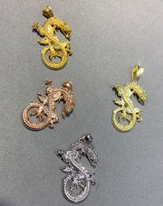 18k Solid Gold Dragon Pendant - Multiple Gold And Color Options Available - Dragon Necklace Charm