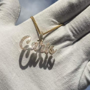Solid Gold & Diamond Custom Name Pendant w/ Diamond Bail (~3/4in.)