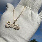 Solid Gold & Diamond Custom Name Pendant w/ Diamond Bail (~3/4in.)