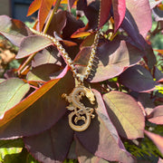 18k Solid Gold Dragon Pendant - Multiple Gold And Color Options Available - Dragon Necklace Charm