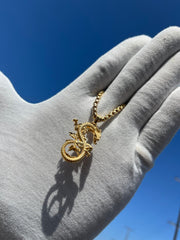 18k Solid Gold Dragon Pendant - Multiple Gold And Color Options Available - Dragon Necklace Charm