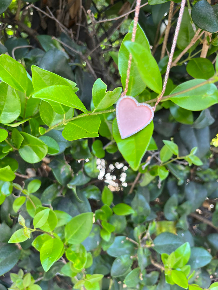 10k 14k 18k Diamond Trimmed Rose Gold Heart Shaped Pendant & Chain Set - Heart Shaped Picture Pendant - 10k and 14k Gold Memory Pendant