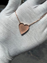 10k 14k 18k Diamond Trimmed Rose Gold Heart Shaped Pendant & Chain Set - Heart Shaped Picture Pendant - 10k and 14k Gold Memory Pendant