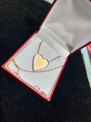 10k 14k 18k Diamond Trimmed Rose Gold Heart Shaped Pendant & Chain Set - Heart Shaped Picture Pendant - 10k and 14k Gold Memory Pendant