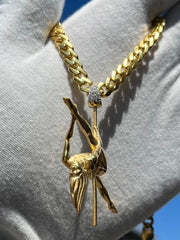 Solid Gold Spinning 3D Pole Dancer Pendant w/ Diamond Bail  - Gold Pole Dancer #5 of 5 - Spinning Ballerina Charm