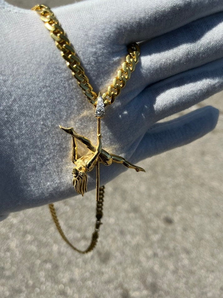 Solid Gold Spinning 3D Pole Dancer Pendant w/ Diamond Bail  - Gold Pole Dancer #5 of 5 - Spinning Ballerina Charm