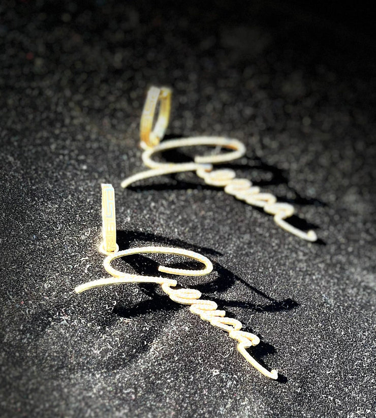 Custom Designed Solid Gold Diamond hanging - Signature Earrings - Create Your Own - Custom Dangle Drop diamonds earrings