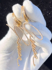 Custom Designed Solid Gold Diamond hanging - Signature Earrings - Create Your Own - Custom Dangle Drop diamonds earrings