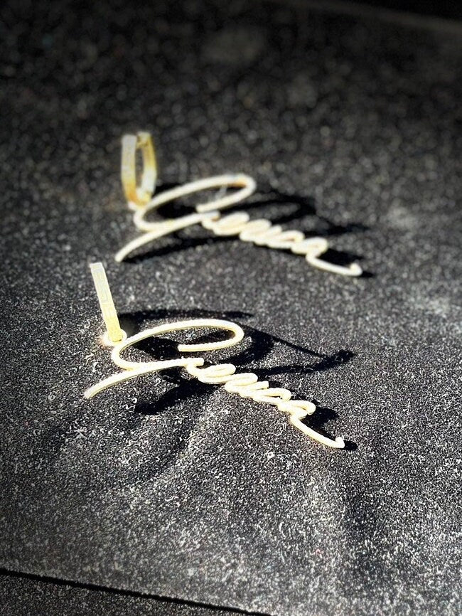 Custom Designed Solid Gold Diamond hanging - Signature Earrings - Create Your Own - Custom Dangle Drop diamonds earrings